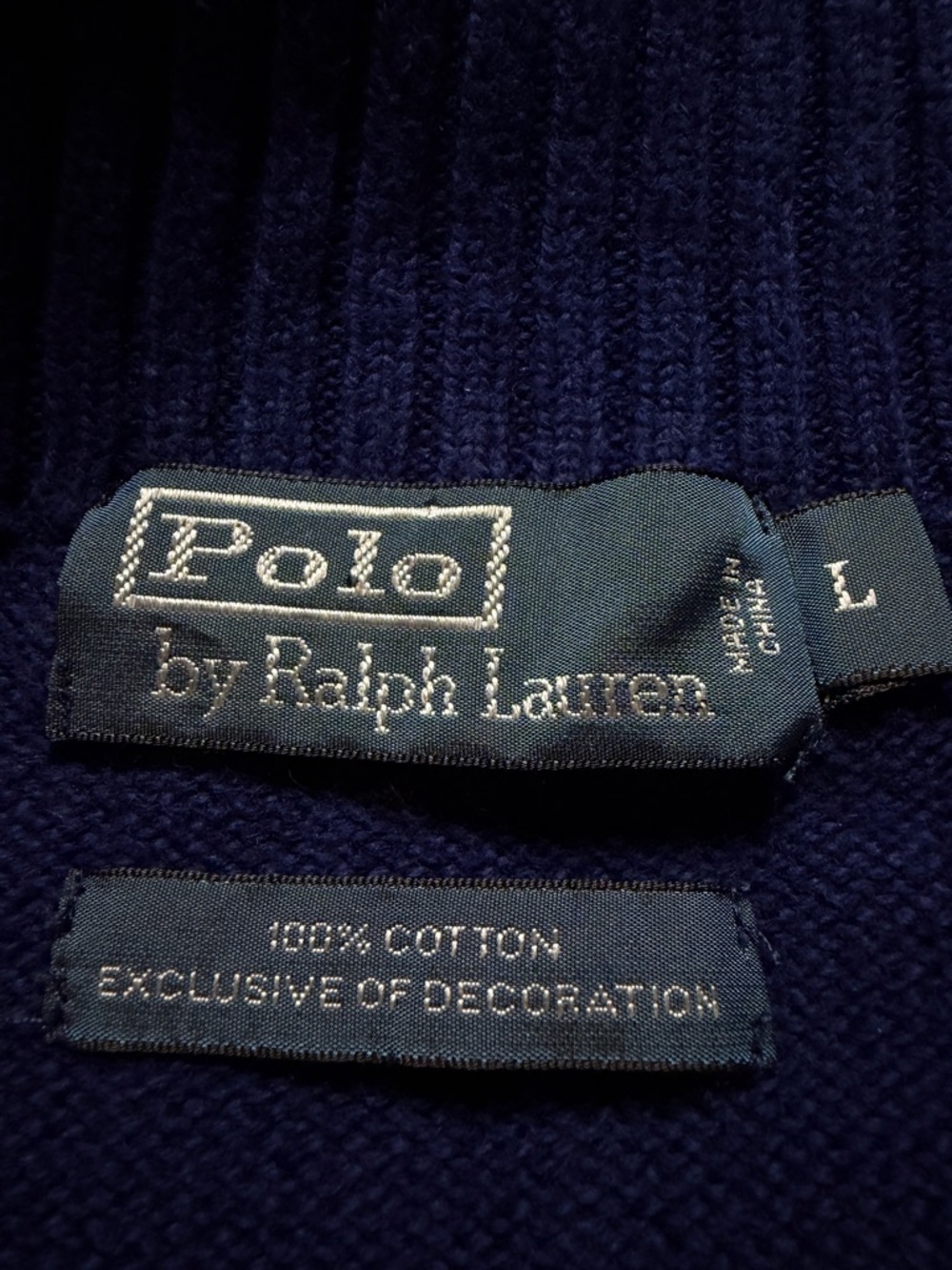 Polo Ralph Lauren Royal Blue Cotton Chunky Knit 1/4 Zip Sweater L Preppy Coastal - Picture 8 of 8